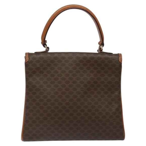 CELINE Macadam Canvas Hand Bag PVC Leather Brown Gold Auth - Picture 3 of 16